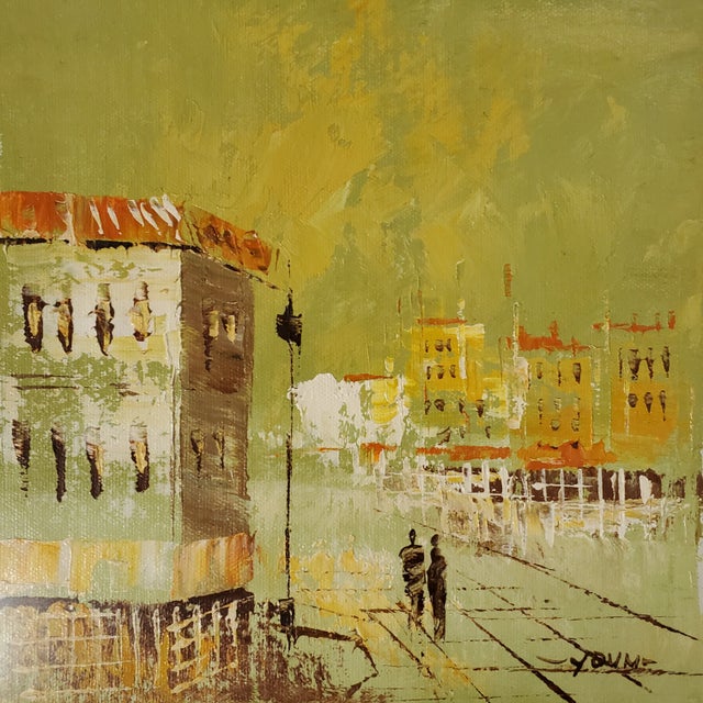 1960s 1960s Mid-Century Cityscape Painting, Framed For Sale - Image 5 of 12