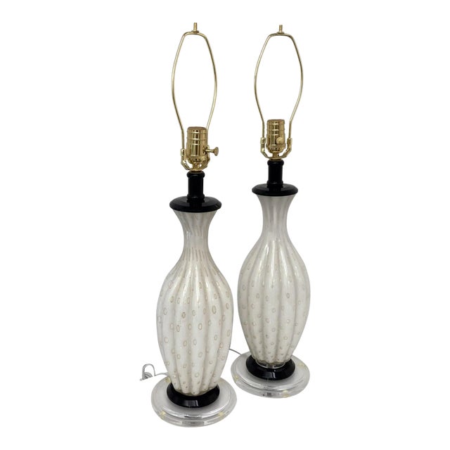 Murano Glass Table Lamps - a Pair, 1960s For Sale
