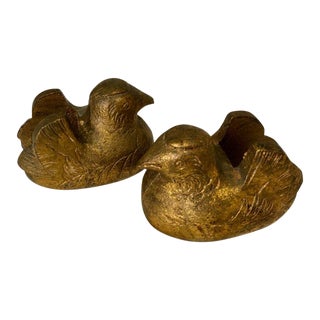 1950s Antique Cast Iron Bird Bookends-a Pair For Sale
