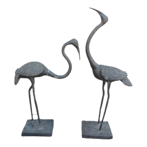 Pair of Bronze Garden Cranes