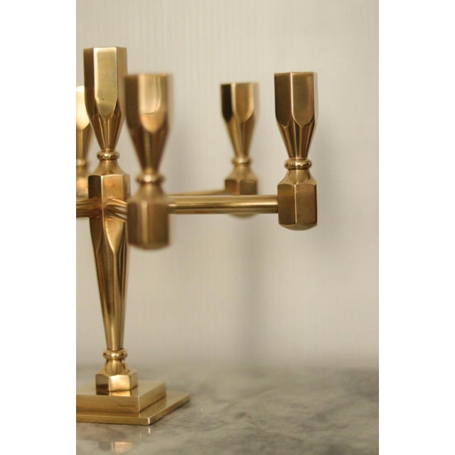 Vintage Swedish Brass 7-Arm Candelabra from Gusum For Sale - Image 11 of 18