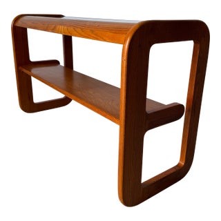 1970s Mid-Century Modern Hodges Mersman Oak & Smoked Glass Console Sofa Table For Sale