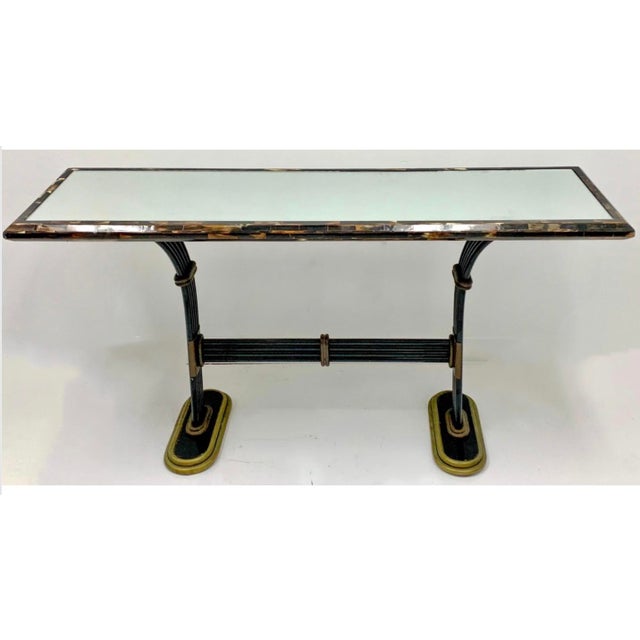 1970s Maitland-Smith Neo-Classical Style Tessellated Horn & Cast Bronze Console Table For Sale - Image 5 of 5