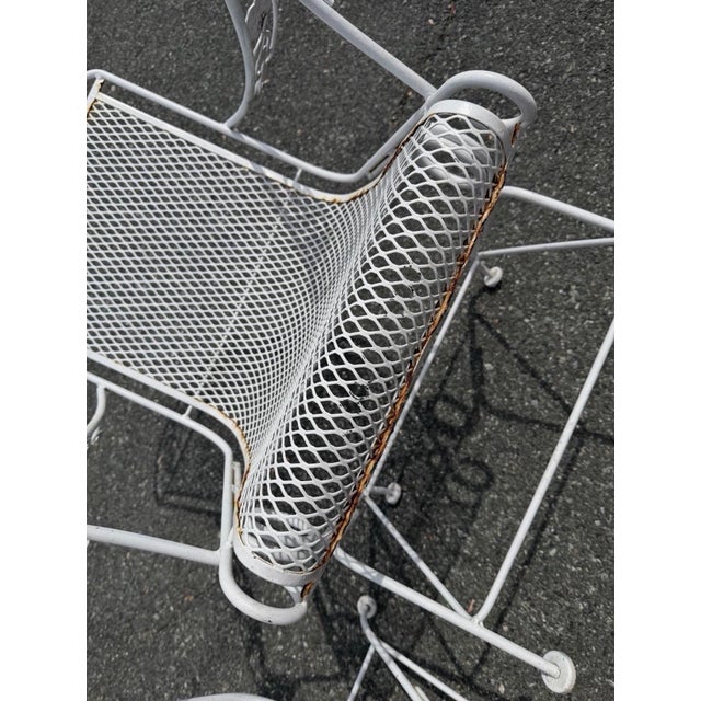 1970s Beautiful Wrought Iron Woodard Patio Set Table & 4 Chairs, Attributed For Sale - Image 12 of 12