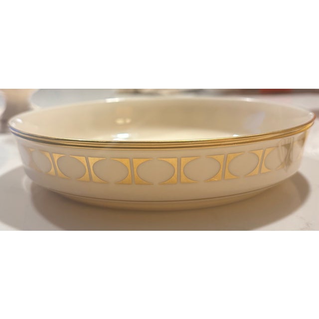 Metal Hollywood Regency Lenox Ivory and Gold Catchall Curation-Set of 3 For Sale - Image 7 of 12