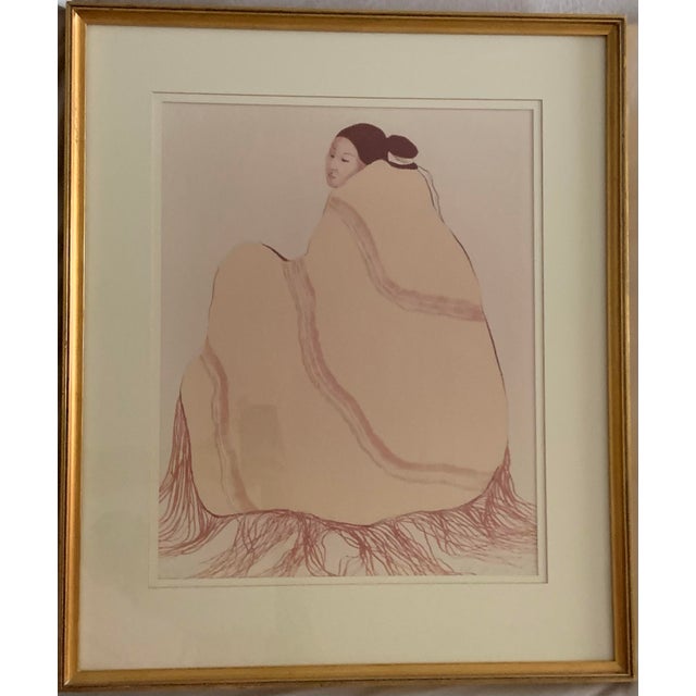 Realism Vintage R.C.Gorman “Lady in Yellow Blanket” Lithograph | Signed, 1977 | Limited Edition 10/100 For Sale - Image 3 of 6