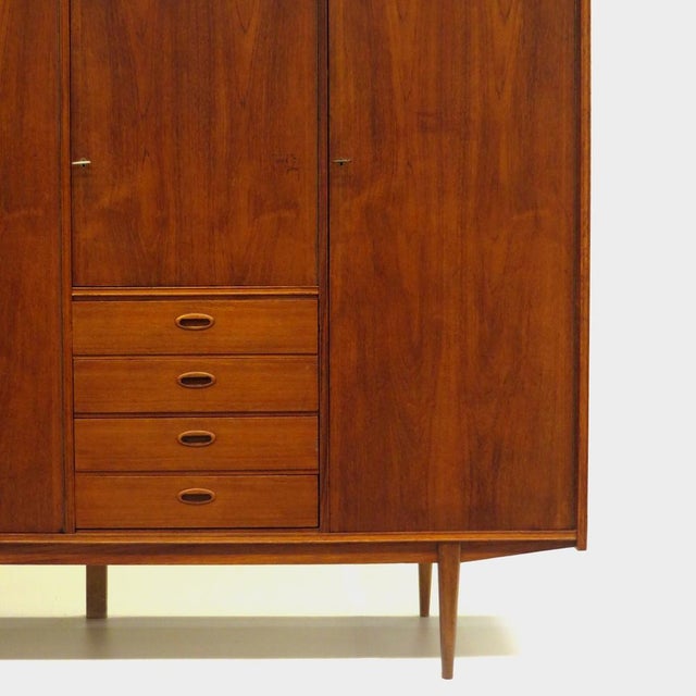 1960s Vintage Scandinavian Four-Door Wardrobe in Teak, 1960s For Sale - Image 5 of 9