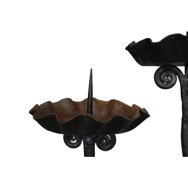 Gothic Renaissance Revival Wrought Iron Floor Candelabra, a Pair For Sale - Image 3 of 8