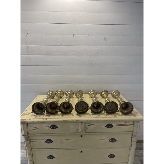 Copper Antique Candlesticks in Brass, 1850, Set of 7 For Sale - Image 8 of 10