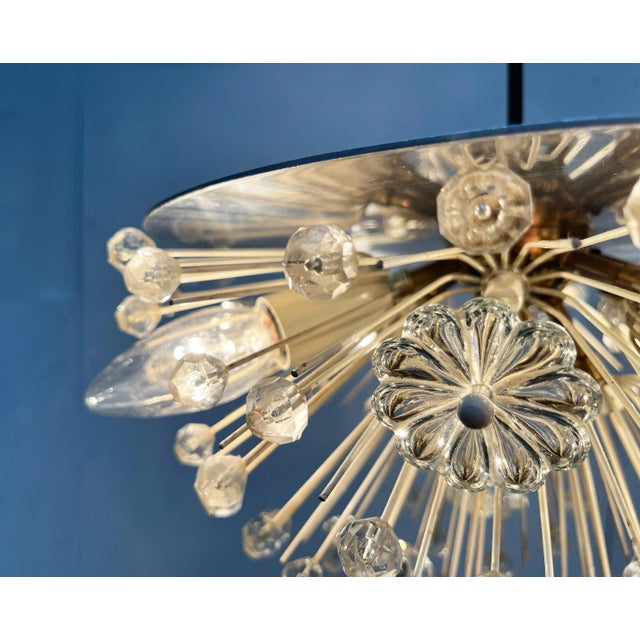 Metal Mid-Century Austrian Flower Snowflake Pendant Lamp by Emil Stejnar for Rupert Nikoll, Vienna, Austria, 1950s For Sale - Image 7 of 18