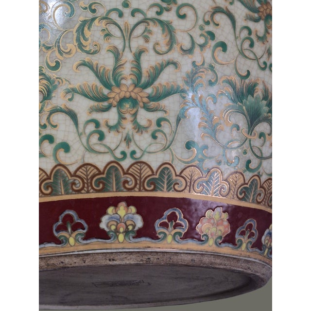 Mid 20th Century Vintage Hand Painted Koi-Fish Asian Chinoiserie Fishbowl Jardinière Planter For Sale - Image 5 of 11