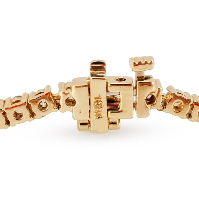 Metal 10k Yellow Gold 8.42ct Round Diamond 4 Prongs Chain Tennis Necklace For Sale - Image 7 of 8