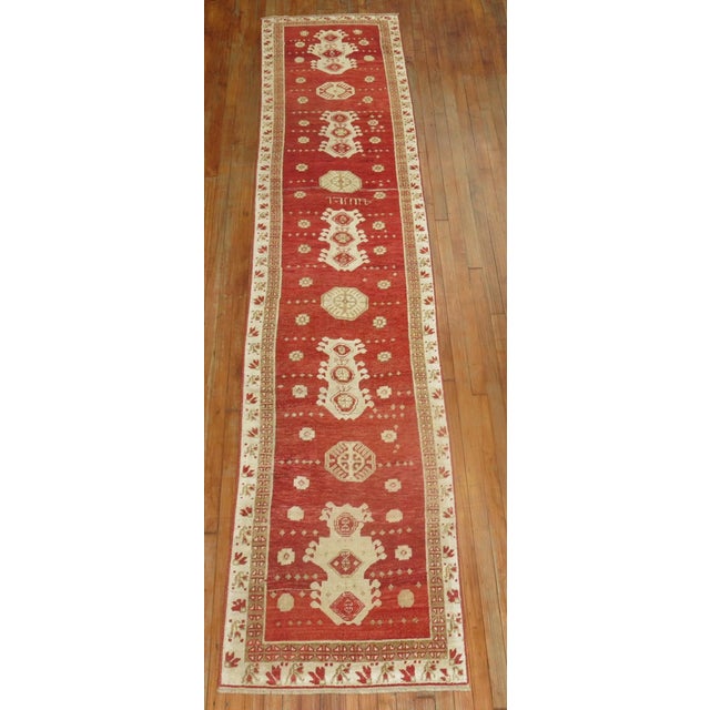 Red Red Antique Turkish Oushak Runner - 2'6" x 11'9" For Sale - Image 8 of 8
