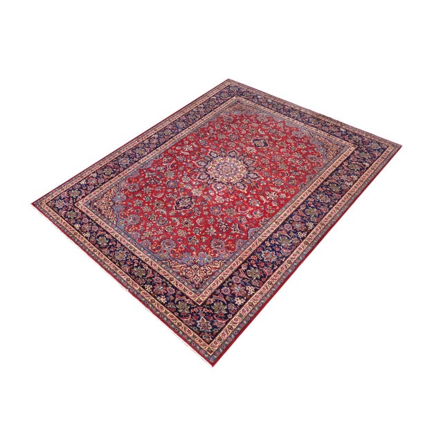 Command attention in any large space with this exceptional, hand-knotted Oriental area rug. This extra-large carpet...