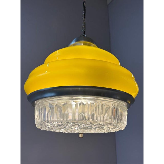 Hanging Lamp in Yellow Glass and Metal For Sale - Image 6 of 11