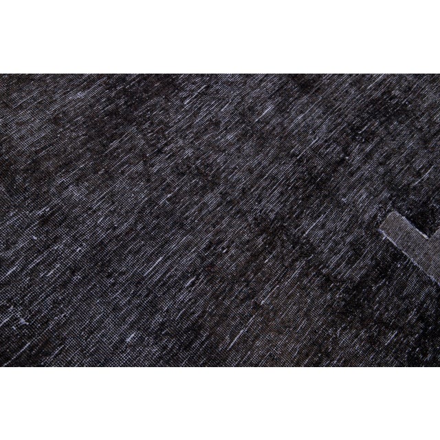 1960s Vintage Distressed Handmade All Over Dark Gray Wool Rug For Sale In New York - Image 6 of 8