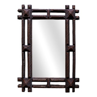 Antique Tramp Art Mirror, 1890s For Sale