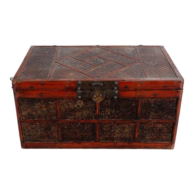 Chinese Caned and Lacquered Trunk For Sale