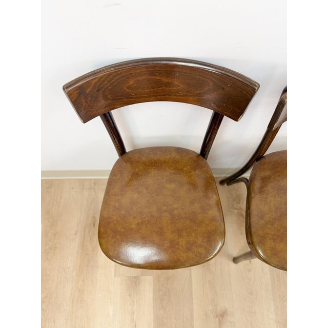 Pair of Vintage Walnut Bentwood Chairs, Curved Wood Accent Seating For Sale - Image 9 of 14