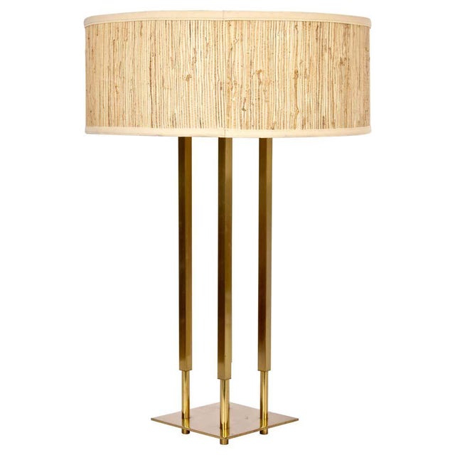 Tall Tommi Parzinger Style Stiffel "Columns" Brass Table Lamp For Sale - Image 13 of 13