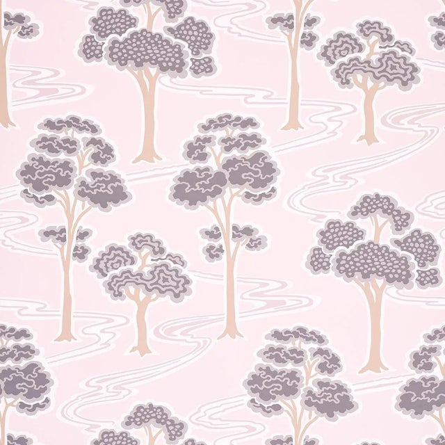 Schumacher Sample - Schumacher Tree River Wallpaper in Blush For Sale - Image 4 of 4