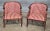 Store Item: Pair of English Regency Mahogany Bergeres with Swan Head Carving Red Silk Fabric Description: Chairs feature a...