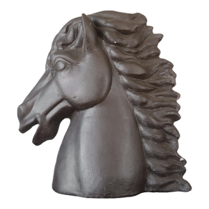 Large Vintage Dark Brown Ceramic Horse Head Sculpture