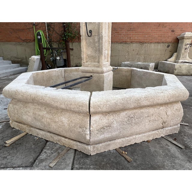 French Country Le Louvre Carved Limestone Center Fountain From the South of France For Sale - Image 3 of 14