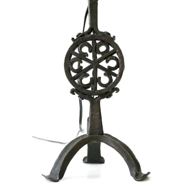 Mid-Century German Modern Wrought Iron Night Table Lamp, 1960s For Sale - Image 11 of 17