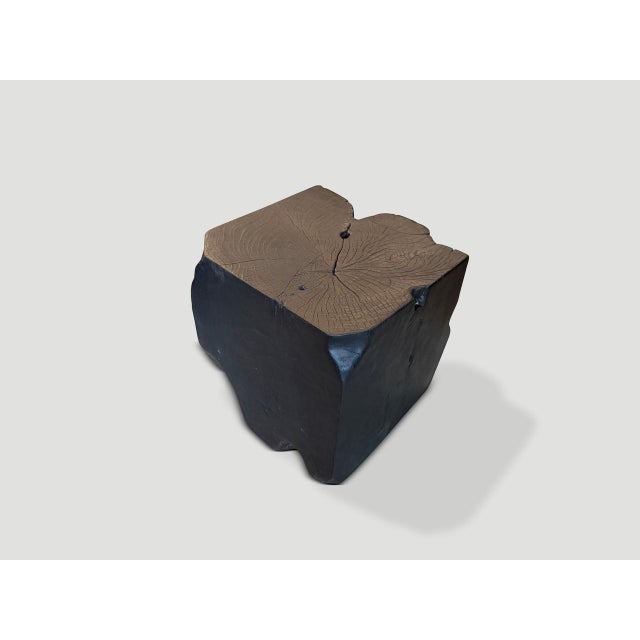 Andrianna Shamaris Sculptural Charred Teak Wood Side Table For Sale - Image 10 of 18