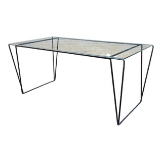 Mid 20th Century MCM Metal and Glass Top Coffee Table Sauze Style For Sale