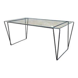 Mid 20th Century MCM Metal and Glass Top Coffee Table Sauze Style