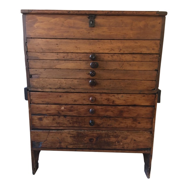 Antique Primitive Multi Drawer Printers Typeset Cabinet Chairish