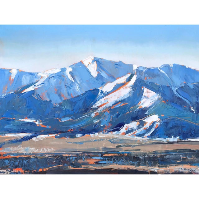 Sangre De Cristo Range, Salida Colorado by David Shingler | Oil on Wood Mountain landscape. For Sale