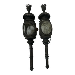 19th C. New Orleans Estate Copper Carriage Lanterns - A Pair For Sale