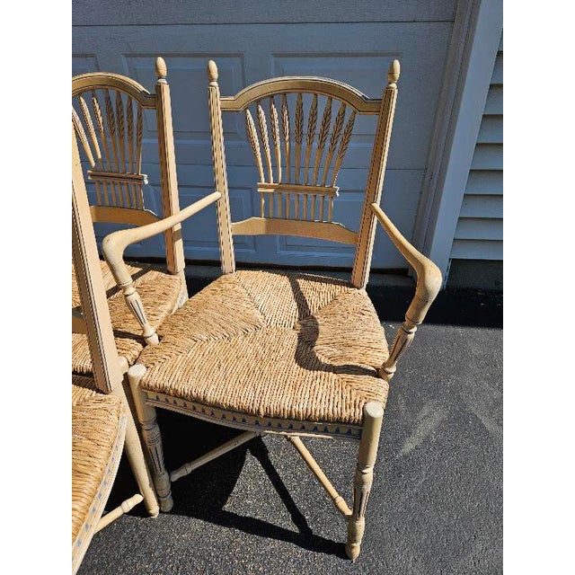 Vintage French Wheat-Sheaf Dining Chairs With Rush Seats - Set of 10 For Sale - Image 9 of 18