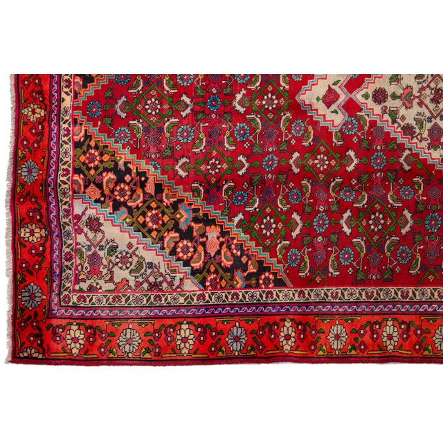 Persian Red Vintage Persian Kashan Allover Designed Wool Rug For Sale - Image 3 of 8