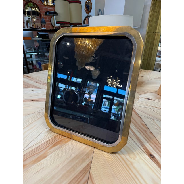 1970s Italian Brass and Chrome Picture Frame, 1970s For Sale - Image 5 of 8