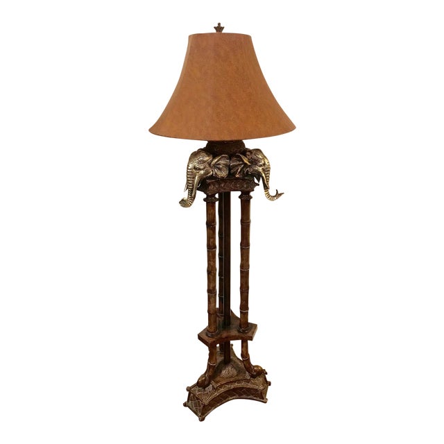 Incredible Faux Bamboo And Elephant Motife Floor Lamp Chairish