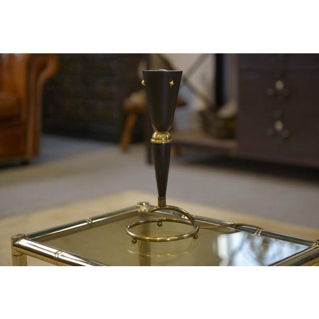 Brass and Black Lacquered Metal Lamp, 1960s, in Very Good conditions. Designed 1960 to 1969 European Plug (up to 250V).The...