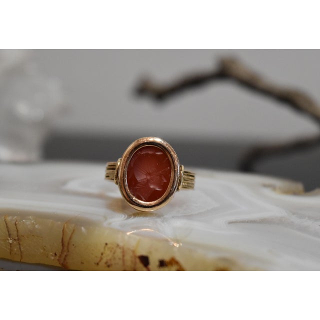14k Yellow Gold Carnelain Soldier Warrior Intaglio Signet Ring sz 10.25 Exquisite mount on this hand crafted 14k yellow...