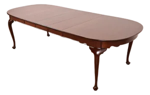 Henkel Harris Queen Anne Solid Mahogany Extension Dining Table, Newly Refinished