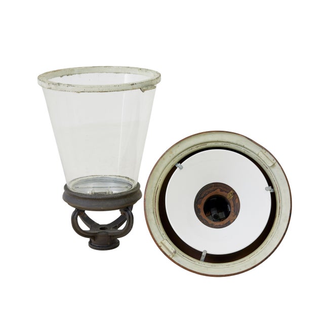 Metal Large Antique French Copper and Glass Street Lantern, 1880 For Sale - Image 7 of 8