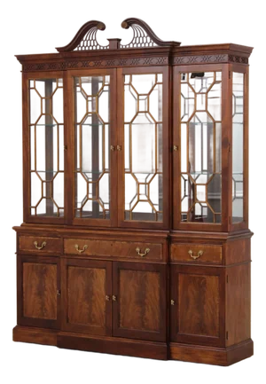 Stickley Mahogany Chippendale Style Breakfront China Cabinet