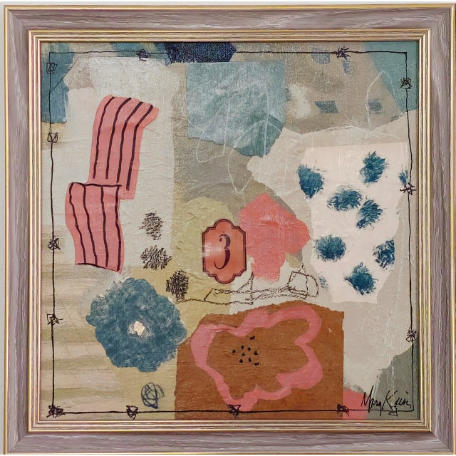 1 THREE is an abstract mixed medium painting by Mary Kaiser It makes a pair with 2 THREE. It is 14"×14" canvas and wears a...