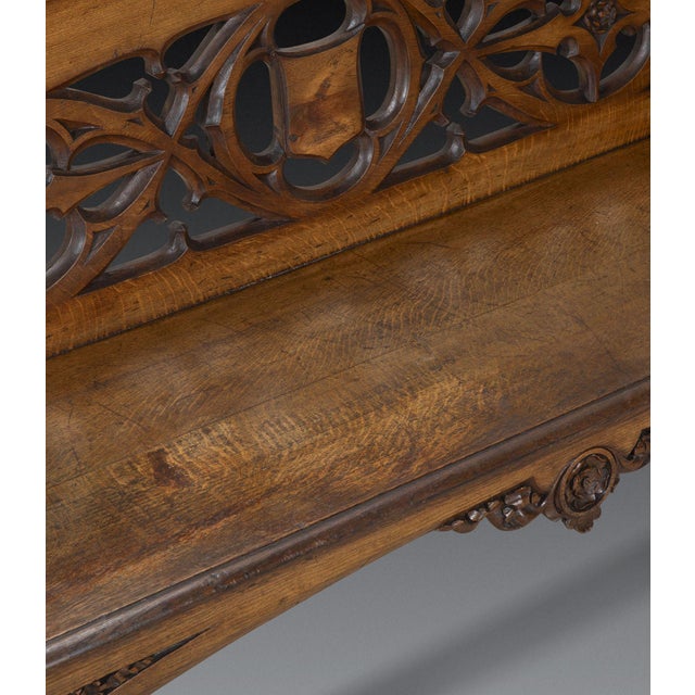 Large English Oak Hall Bench, 1840s For Sale - Image 11 of 12