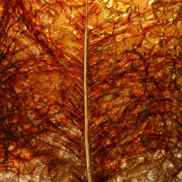 Brown Mid-Century Ceramic Table Lamp W/ Naturalist Resin Shade & Illuminated Cutout For Sale - Image 8 of 18