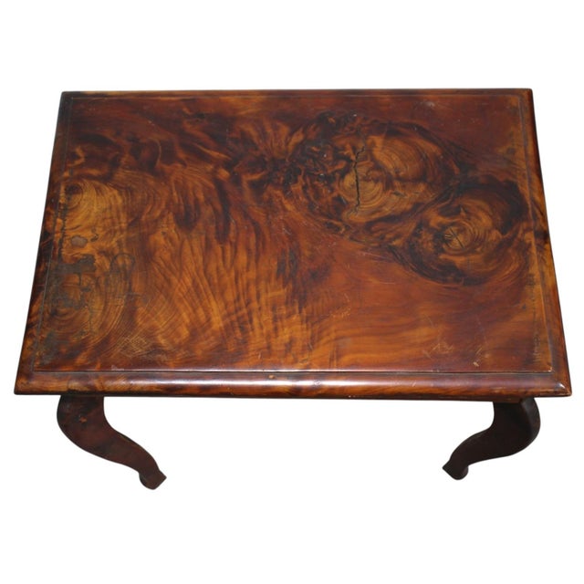 Brown 1960s Vintage Queen Anne Style Nest of Tables With Curved Legs & Pad Feet - Set of 3 For Sale - Image 8 of 12