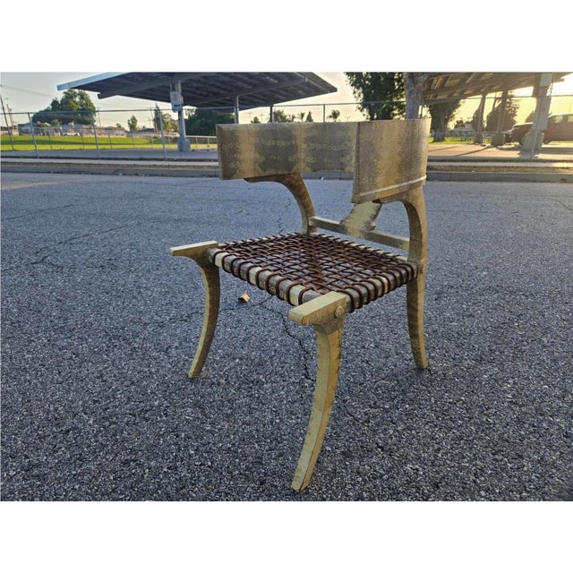 Klismos Lizard Skin Leather Chair Scala Style For Sale - Image 4 of 14