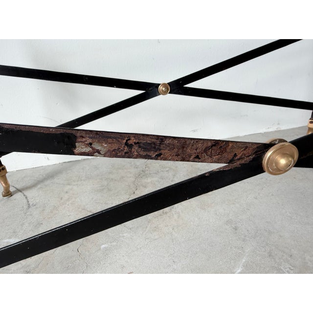 Hollywood Regency Neoclassical Style Green Marble & Brass Lion Head Cocktail Table For Sale - Image 9 of 12